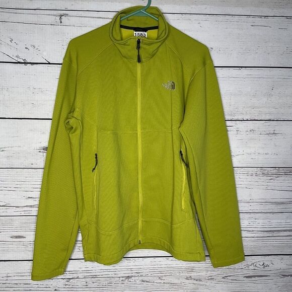 The North Face Mustard Yellow Long Sleeve Full Zip Fleece Jacket Men Size L